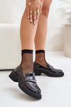 Lacquered Women's Loafers With Decoration Black D&A LZ42-031