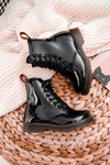 Kids Warmed Boots with Zipper Lacquered Black Goopy