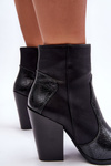 Women's Leather Cowboy Boots Black Fiorene