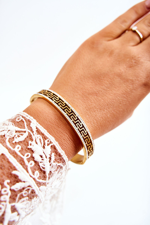 Women's Steel Bracelet With A Clasp With Cubic Zirconia Gold