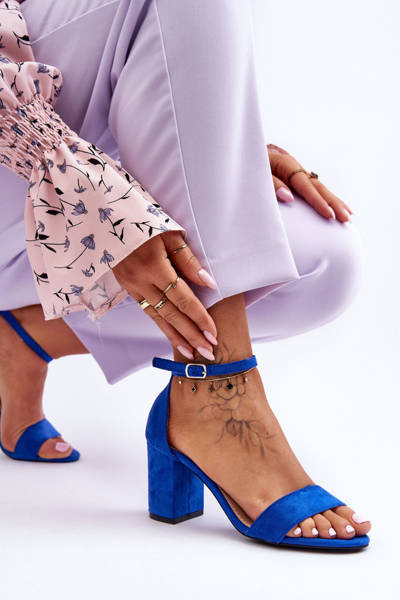 Suede High Heel Sandals Blue Madame