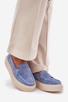 Ladies Suede Moccasins On Platform Vinceza 79535 Blue