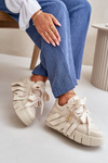 Women's Leather Sneakers With Decorations CheBello 4292 Beige