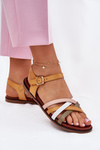 Womens sandals with interlacing straps SK090H yellow Sergio Leone