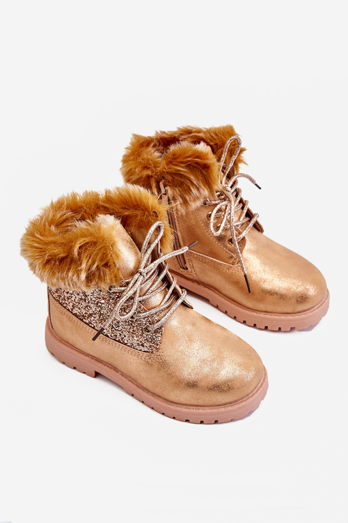 Children's Glossy Trapper Boots Warm Golden Brema