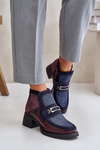 Leather Women's Boots On Thick Heel With Decoration Maciejka A6747-23 Burgundy-Naval Blue