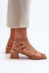 Women's Block Heel Sandals in Camel Eco Suede Leisha