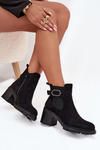 Insulated women's ankle boots with a decorative buckle black Melara