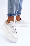 Buty Sportowe Skóra Platforma Białe Lemar 10150