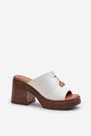 Women's Eco Leather Platform and Block Heel White Sandals Dafira