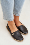 Espadryle Damskie Eleganckie Skóra Naturalna Czarne Zazoo 10177