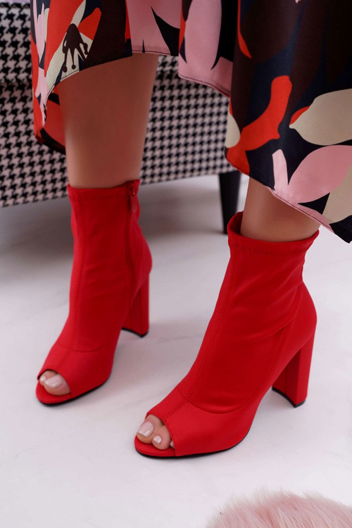 Women's Stiletto Boots Lycra Open Toe Red First