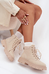 Ladies insulated boots with fur and zipper light beige Tharika