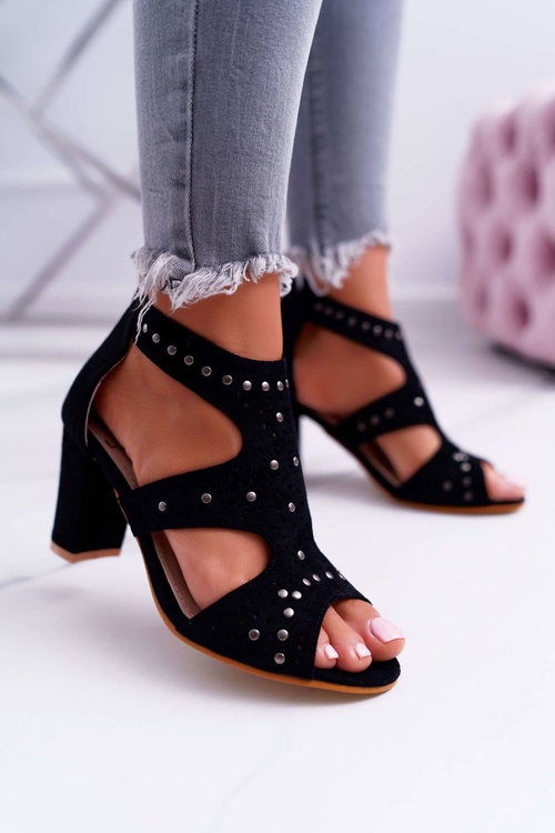 Suede Stiletto Sandals Lu Boo Black