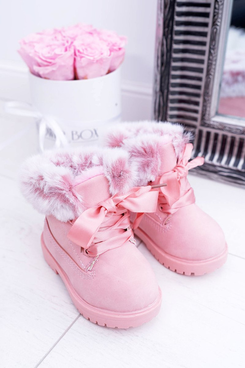 Children's Boots Trapper Fleece-lined Pink Tesoro