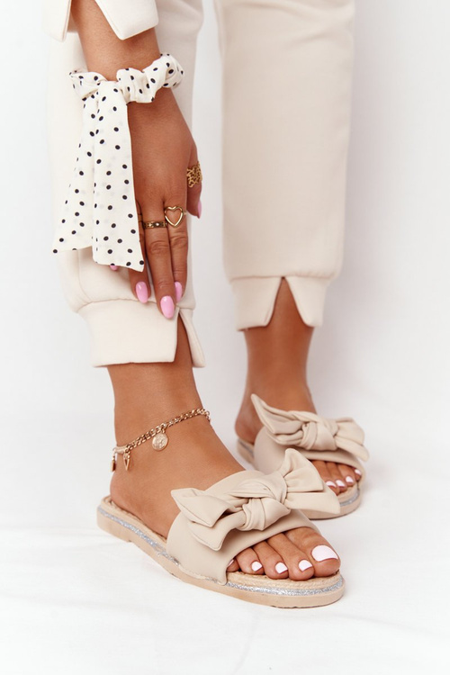 Rubber Slippers With A Bow Beige Andrea