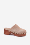 Clogs Women's Slippers With Studs Eco Suede Beige Ellason