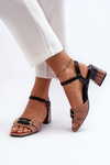 Elegant Women's Sandals with Block Heels Pink Natissa