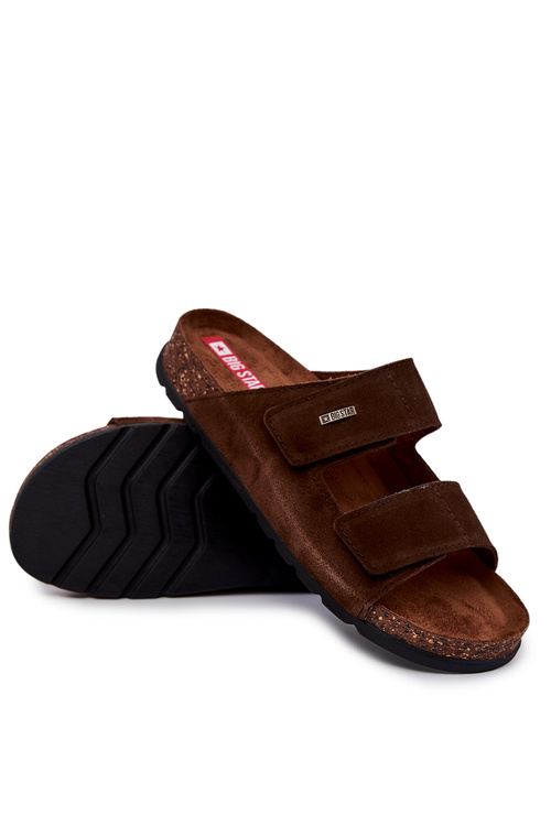 Men's Velcro flip-flops Big Star JJ176002 Brown