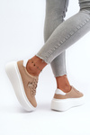 Brown Women's Leather Platform Sneakers Pernalia