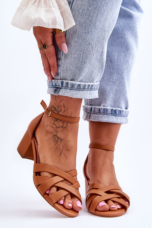 Comfortable Low Heel Sandals Camel Camelia