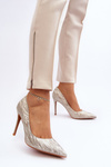 Gold Glitter Embellished Pumps Klonisa