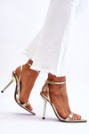 Elegant Sandals On A High Heel With Ornaments Golden Zaria
