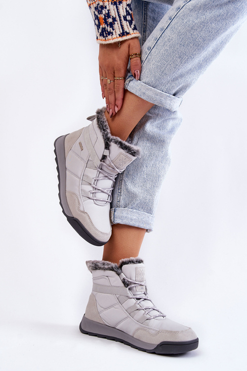 Śniegowce Damskie Ocieplane Szare Cross Jeans KK2R4015C