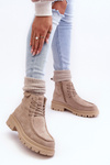Women's Trapper Boots with Zip Beige Apolosi
