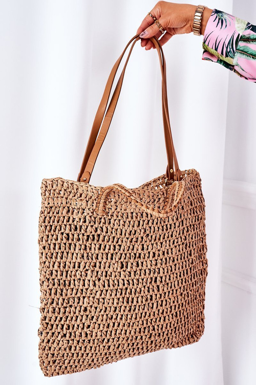 Braided Shopper Bag BRUNO ROSSI Camel
