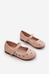 Children's ballerina flats with hearts velcro fastening pink Danaella
