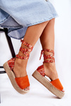 Suede Wedge Sandals Orange Livia
