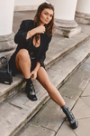 Leather Boots with Massive Heel and Ornament SBarski MR870-99 Black