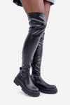 Knee High Boots With Flat Heel Black Feliri