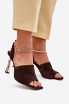 Suede stilettos with decorative bracelet CheBello 4440 chocolate