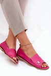 Leather Elegant Ballerinas With Open Toes Zazoo 1865 Fuchsia
