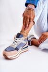 Women's Suede Sports Shoes Blue-grey Elisse