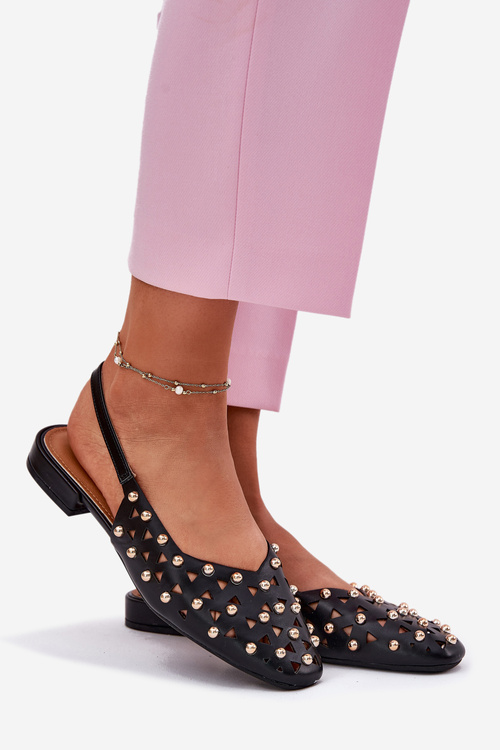 Embellished Ballet Flats On A Flat Heel Black Nilarisela