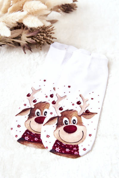 Feet Socks Reindeer With baubles White