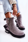 Women's warm boots with a zipper Grey Calvaro
