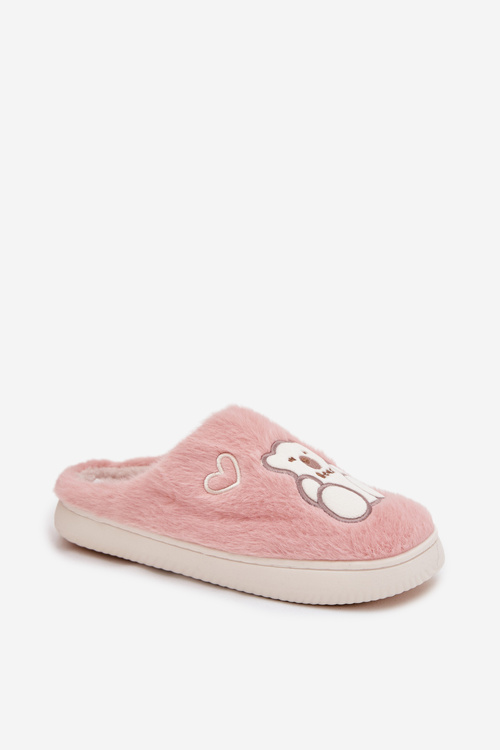 Furry slippers with bear pink Noralie