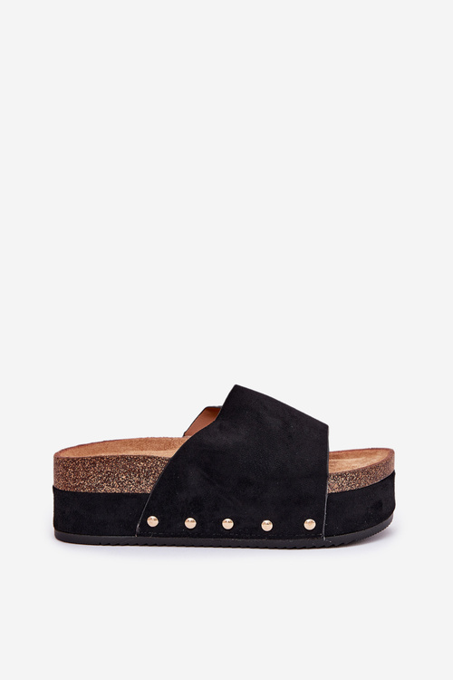 Women's Slippers On Massive Platform Eco Suede Black Vinnibe