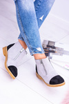 Lu Boo Grey Suede Boots With Zippers Inez