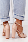 Elegant Sandals On A Block Heel Nude Jemma