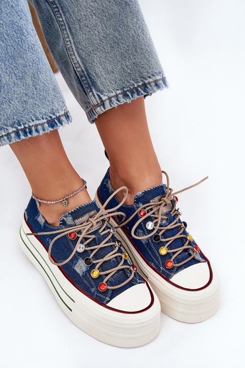 Womens Platform Sneakers GOE RR2N4103 Navy