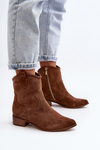 Suede Cowboy Ankle Boots With Low Heel Zazoo 3329 Brown