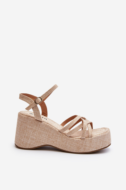 Platform Sandals and Wedges in Light Beige Color Oporia