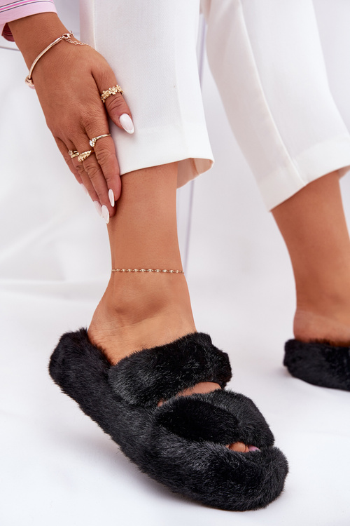 Women's Fur Slippers On Platform Black Talfedi