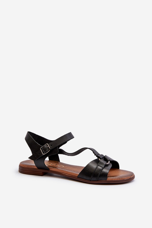 Zazoo 40182 Women's Black Leather Sandals