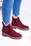 Maroon Women's Flat Heel Gravis Stiletto Boots